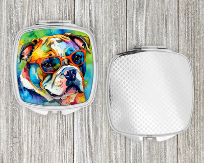 English Bulldog Hippie Dawg Compact Mirror