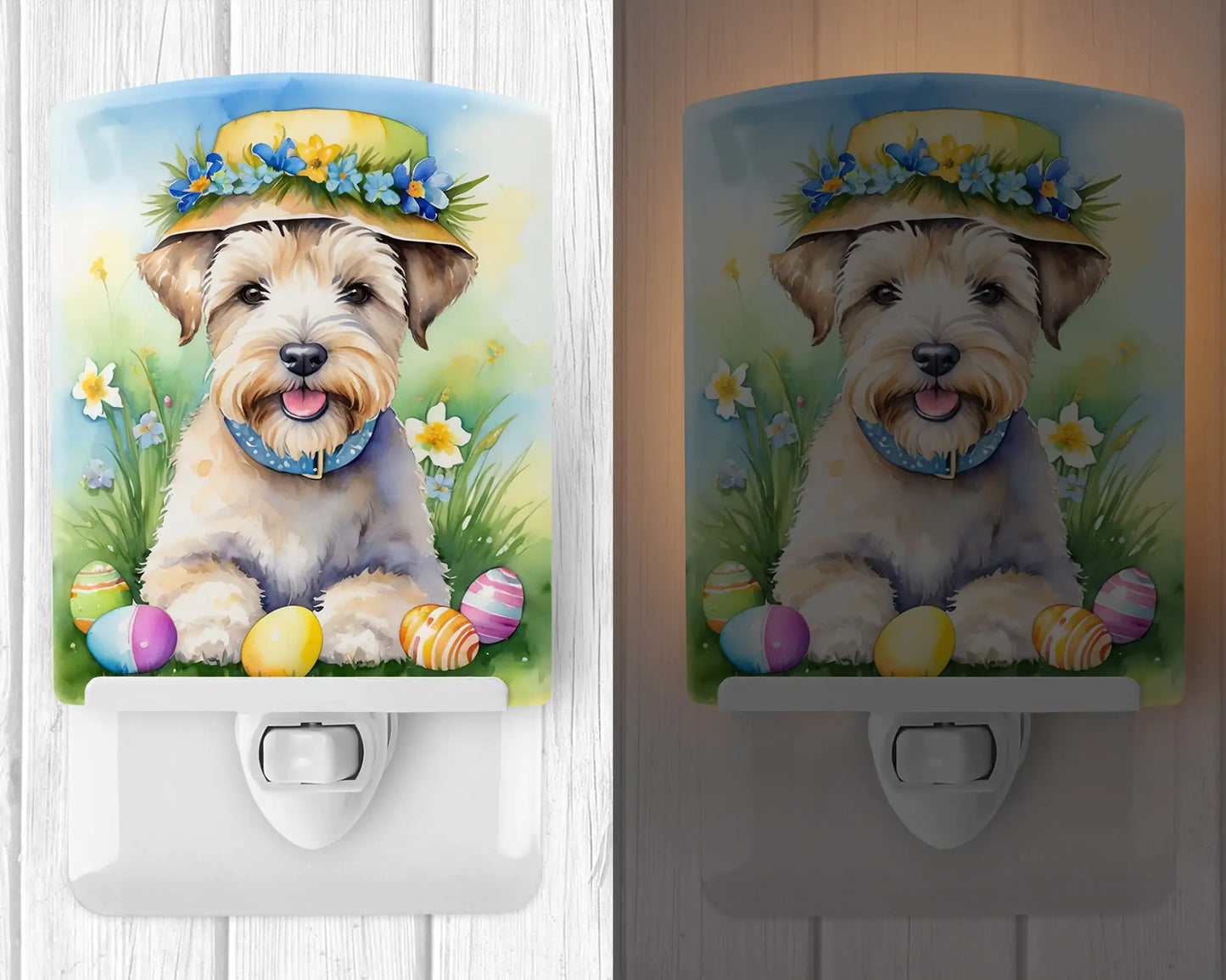 Wheaten Terrier Easter Egg Hunt Ceramic Night Light
