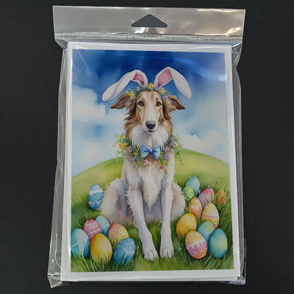Borzoi Easter Egg Hunt Greeting Cards Pack of 8