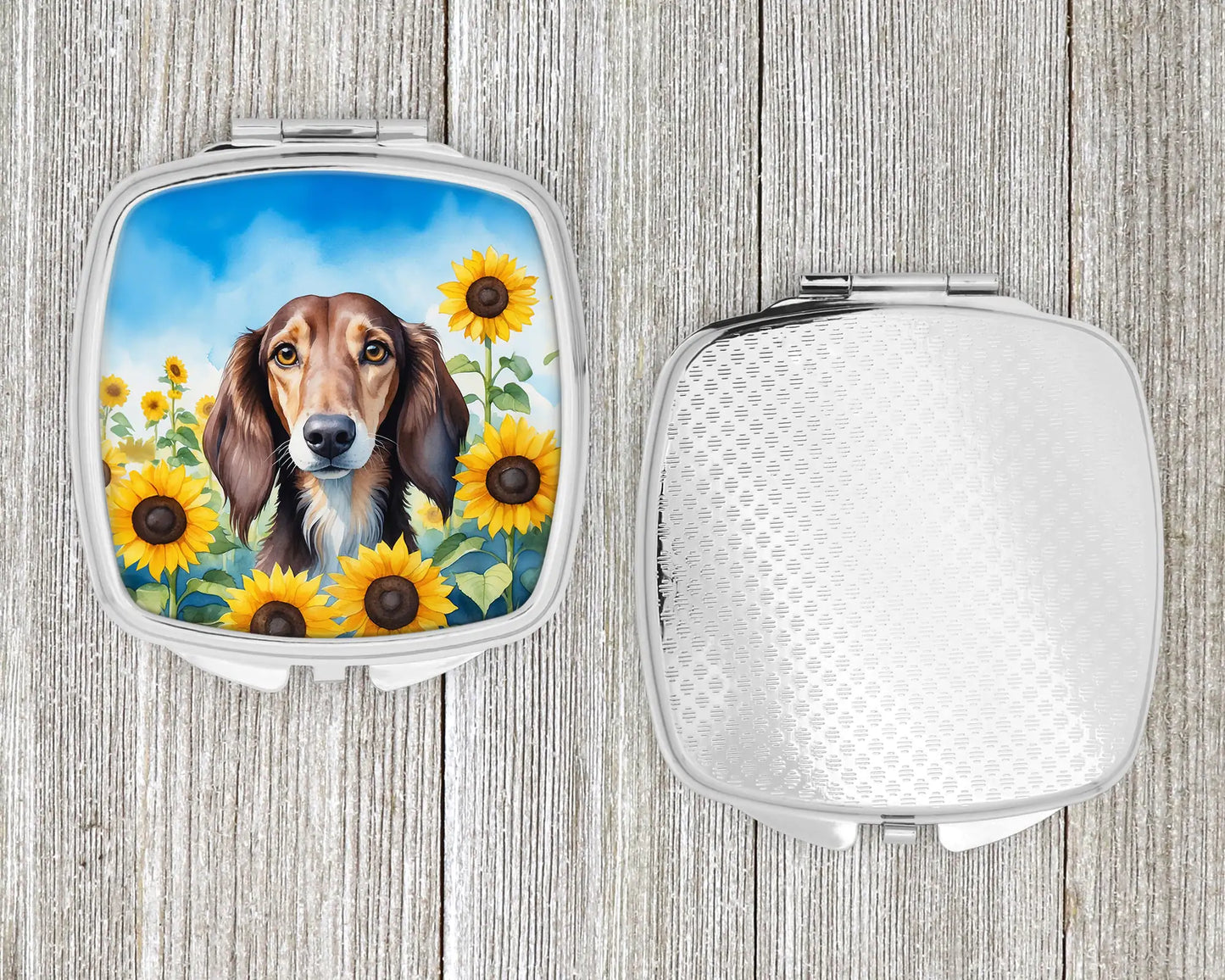 Saluki in Sunflowers Compact Mirror