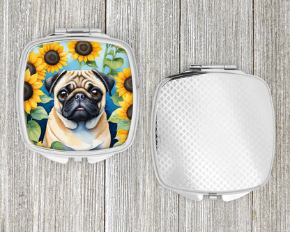 Pug in Sunflowers Compact Mirror