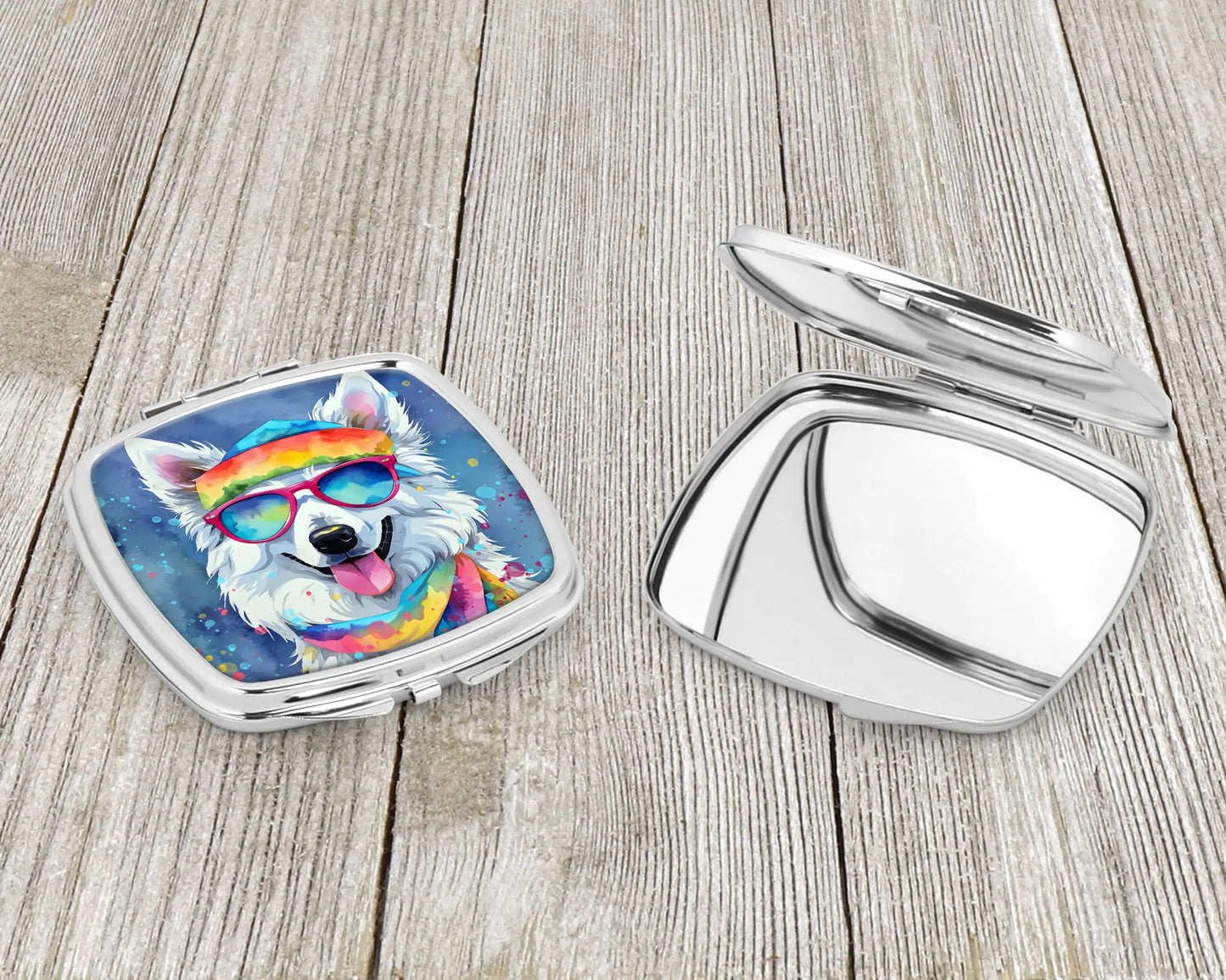 American Eskimo Hippie Dawg Compact Mirror
