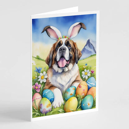 Saint Bernard Easter Egg Hunt Greeting Cards Pack of 8