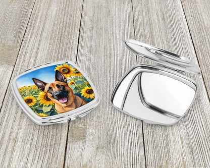 Belgian Malinois in Sunflowers Compact Mirror