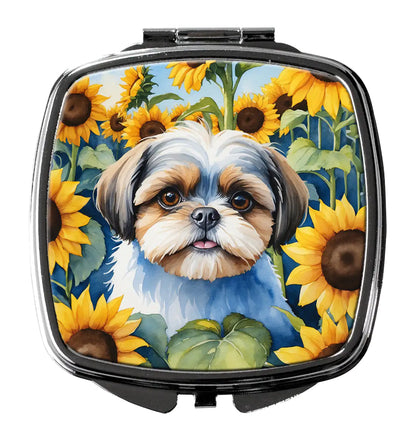 Shih Tzu in Sunflowers Compact Mirror