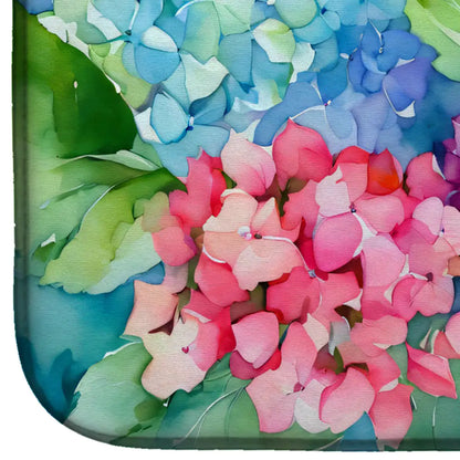 Hydrangeas in Watercolor Dish Drying Mat