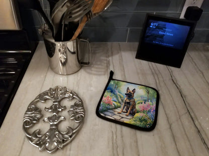 Belgian Malinois Spring Garden Pair of Pot Holders
