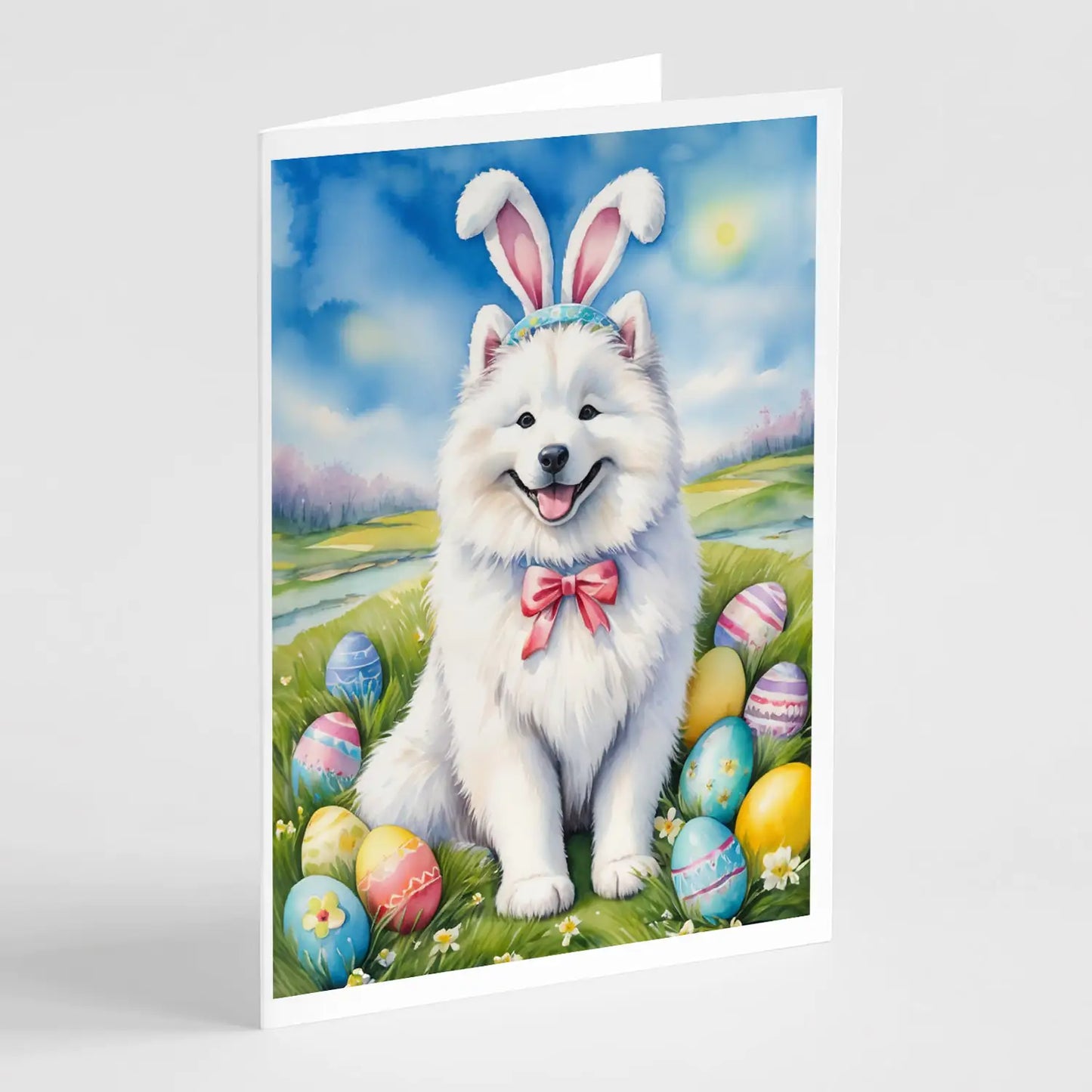 Samoyed Easter Egg Hunt Greeting Cards Pack of 8