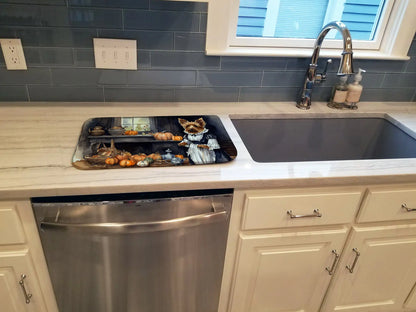 Australian Terrier Fall Kitchen Pumpkins Dish Drying Mat