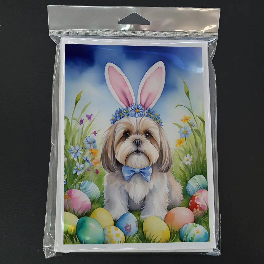 Lhasa Apso Easter Egg Hunt Greeting Cards Pack of 8