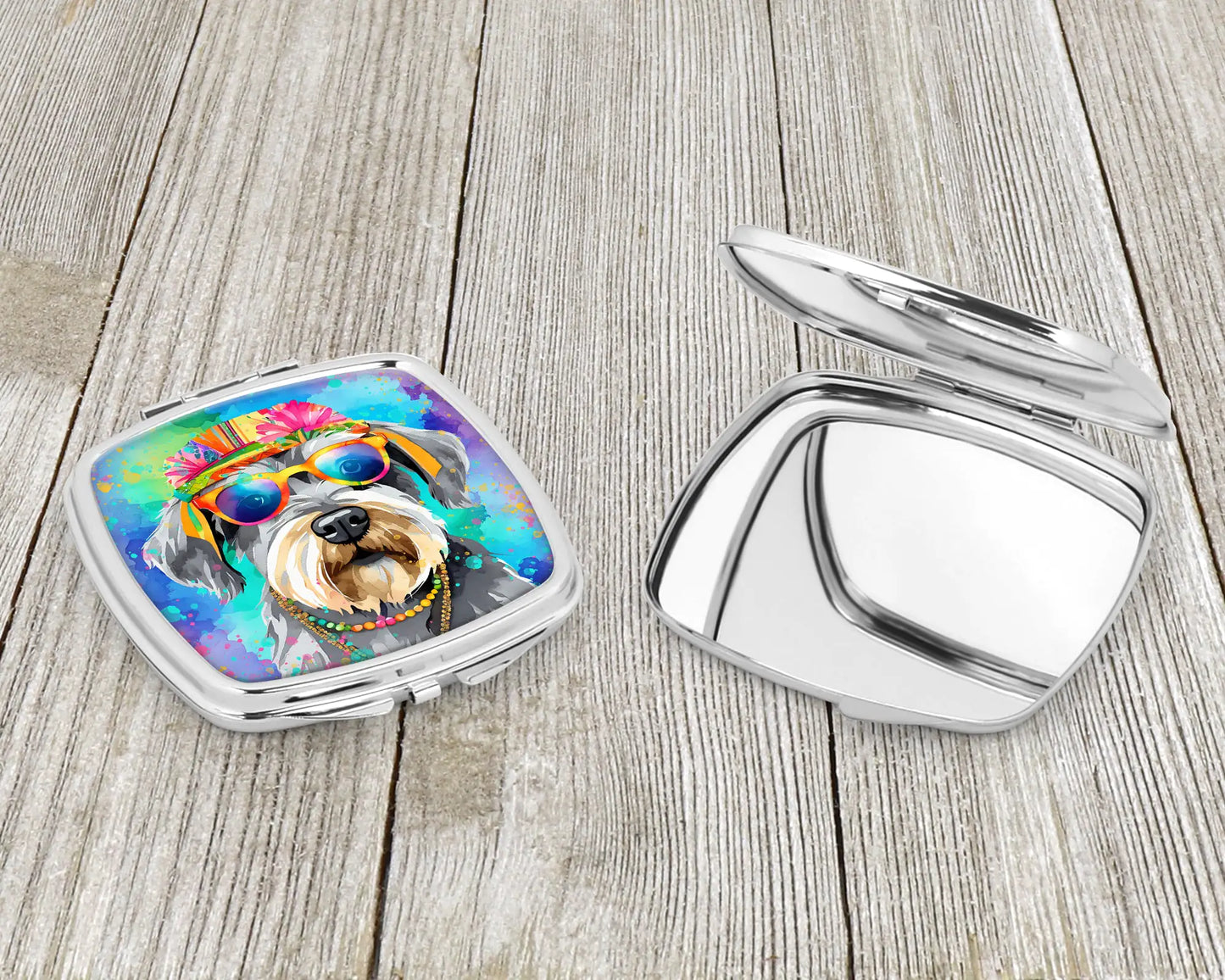 Schnauzer Hippie Dawg Compact Mirror