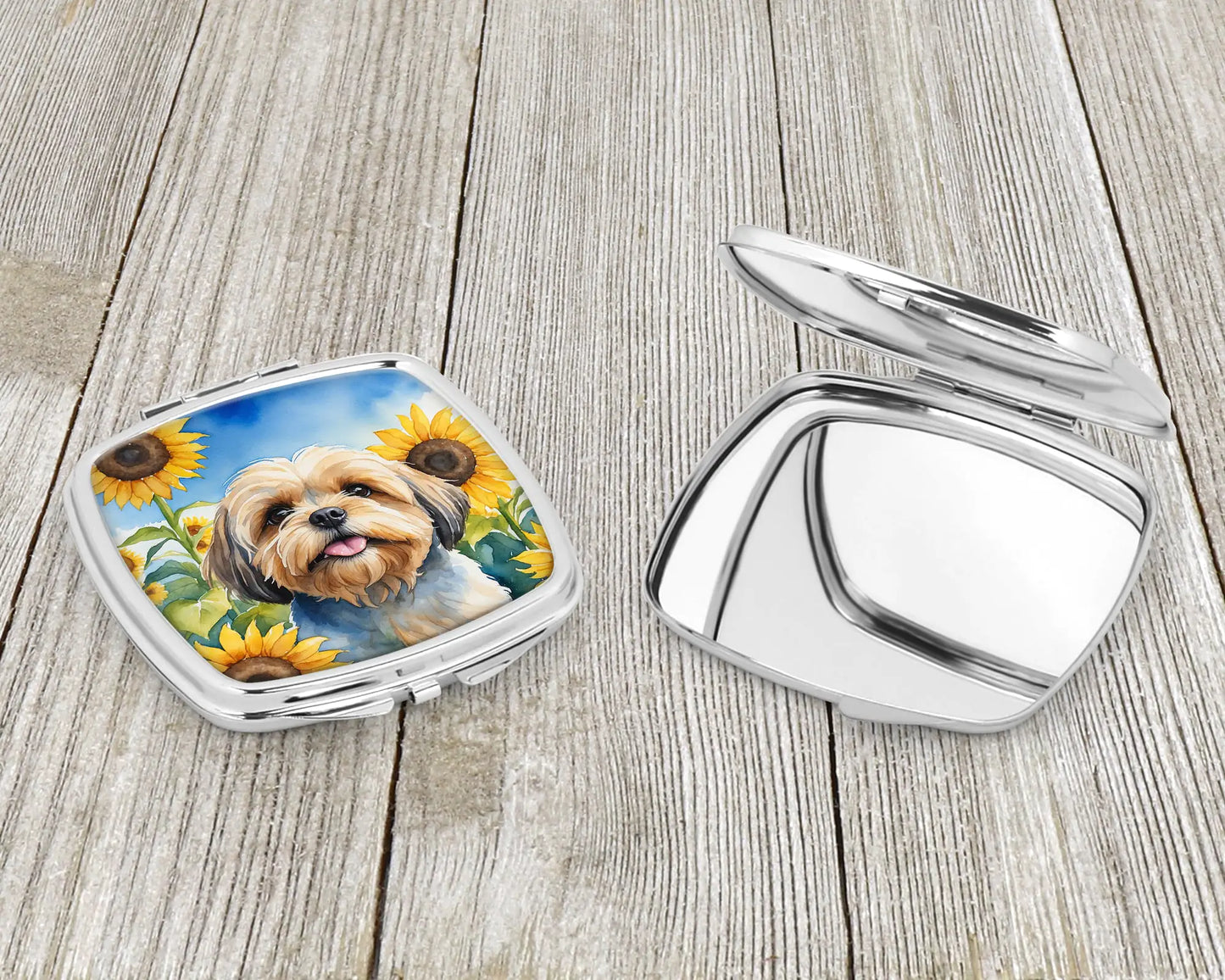 Lhasa Apso in Sunflowers Compact Mirror