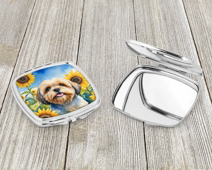 Lhasa Apso in Sunflowers Compact Mirror