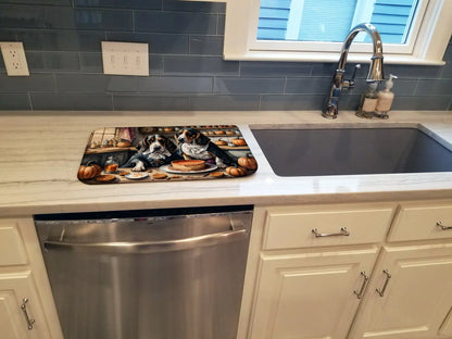 Basset Hound Fall Kitchen Pumpkins Dish Drying Mat