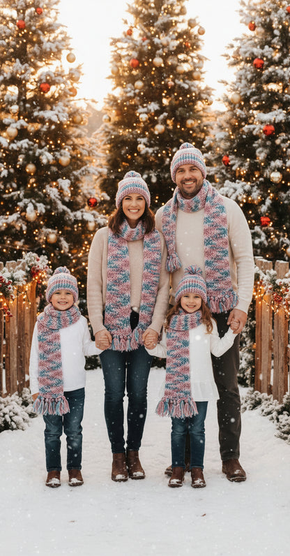 Handmade Beanie n Scarves Sets of Teal and Multi Colors
