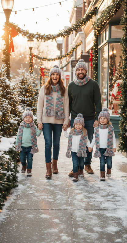 Handmade Beanie n Scarves Sets of Teal and Multi Colors