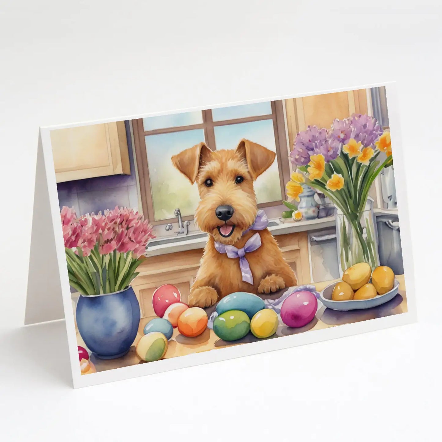Decorating Easter Lakeland Terrier Greeting Cards Pack of 8