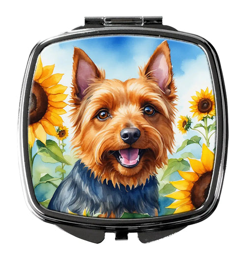 Australian Terrier in Sunflowers Compact Mirror