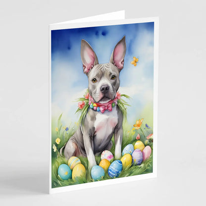 Pit Bull Terrier Easter Egg Hunt Greeting Cards Pack of 8