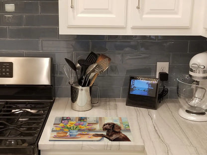 Decorating Easter Boykin Spaniel Glass Cutting Board