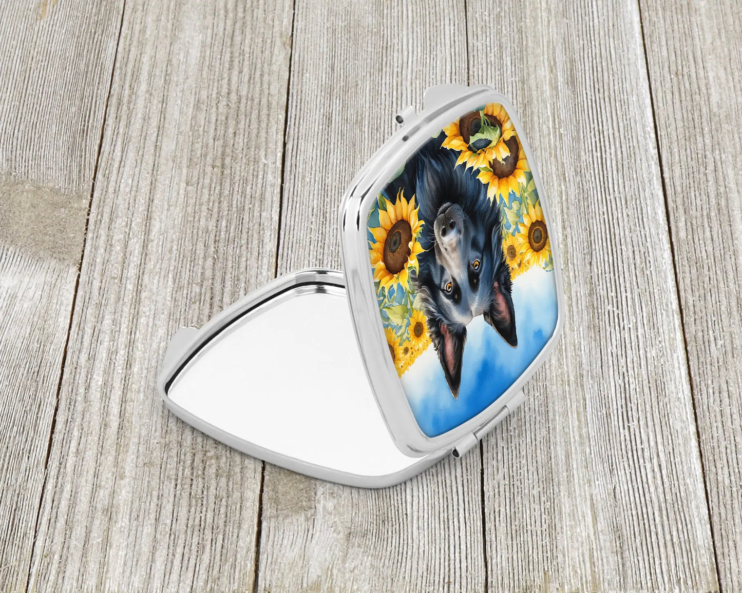 Belgian Sheepdog in Sunflowers Compact Mirror