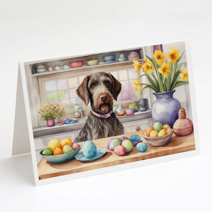 Decorating Easter German Wirehaired Pointer Greeting Cards Pack of 8
