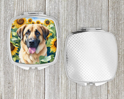 Anatolian Shepherd in Sunflowers Compact Mirror