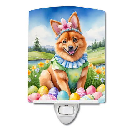 Finnish Spitz Easter Egg Hunt Ceramic Night Light