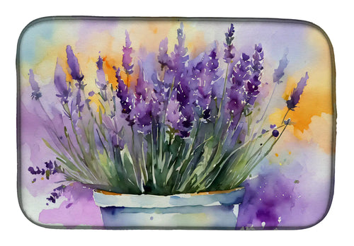 Lavender in Watercolor Dish Drying Mat