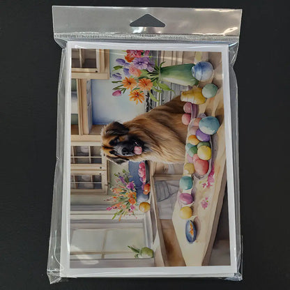 Decorating Easter Leonberger Greeting Cards Pack of 8