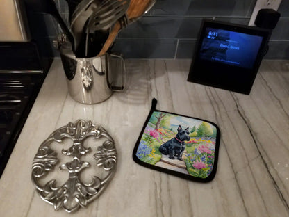 Scottish Terrier Spring Path Pair of Pot Holders