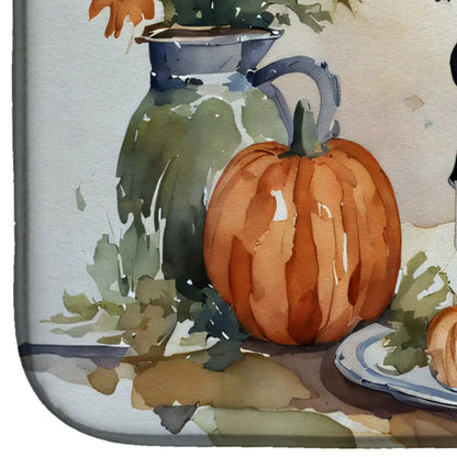 English Bulldog Fall Kitchen Pumpkins Dish Drying Mat