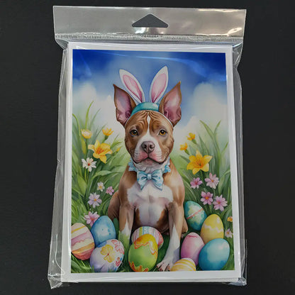 Pit Bull Terrier Easter Egg Hunt Greeting Cards Pack of 8