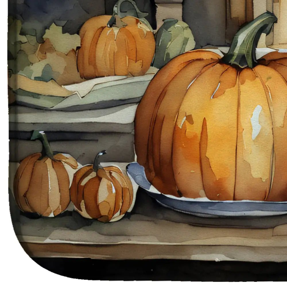 Beagle Fall Kitchen Pumpkins Dish Drying Mat
