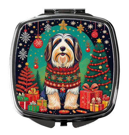 Bearded Collie Christmas Compact Mirror