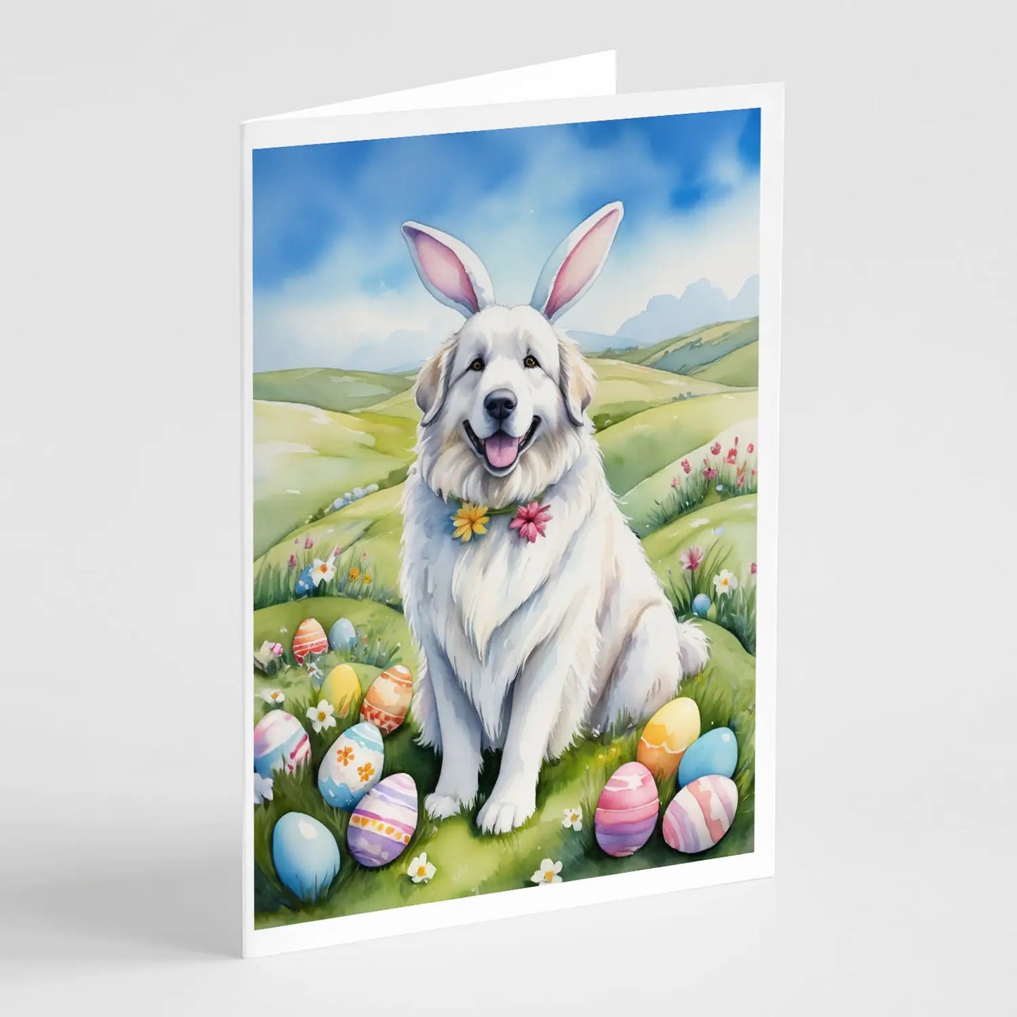 Great Pyrenees Easter Egg Hunt Greeting Cards Pack of 8