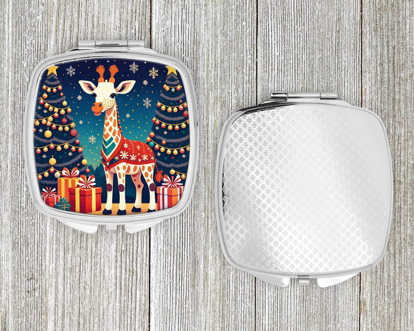 Giraffe Christmas Compact Mirror