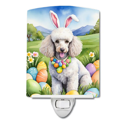 White Poodle Easter Egg Hunt Ceramic Night Light