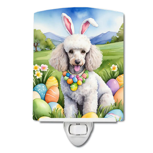 White Poodle Easter Egg Hunt Ceramic Night Light