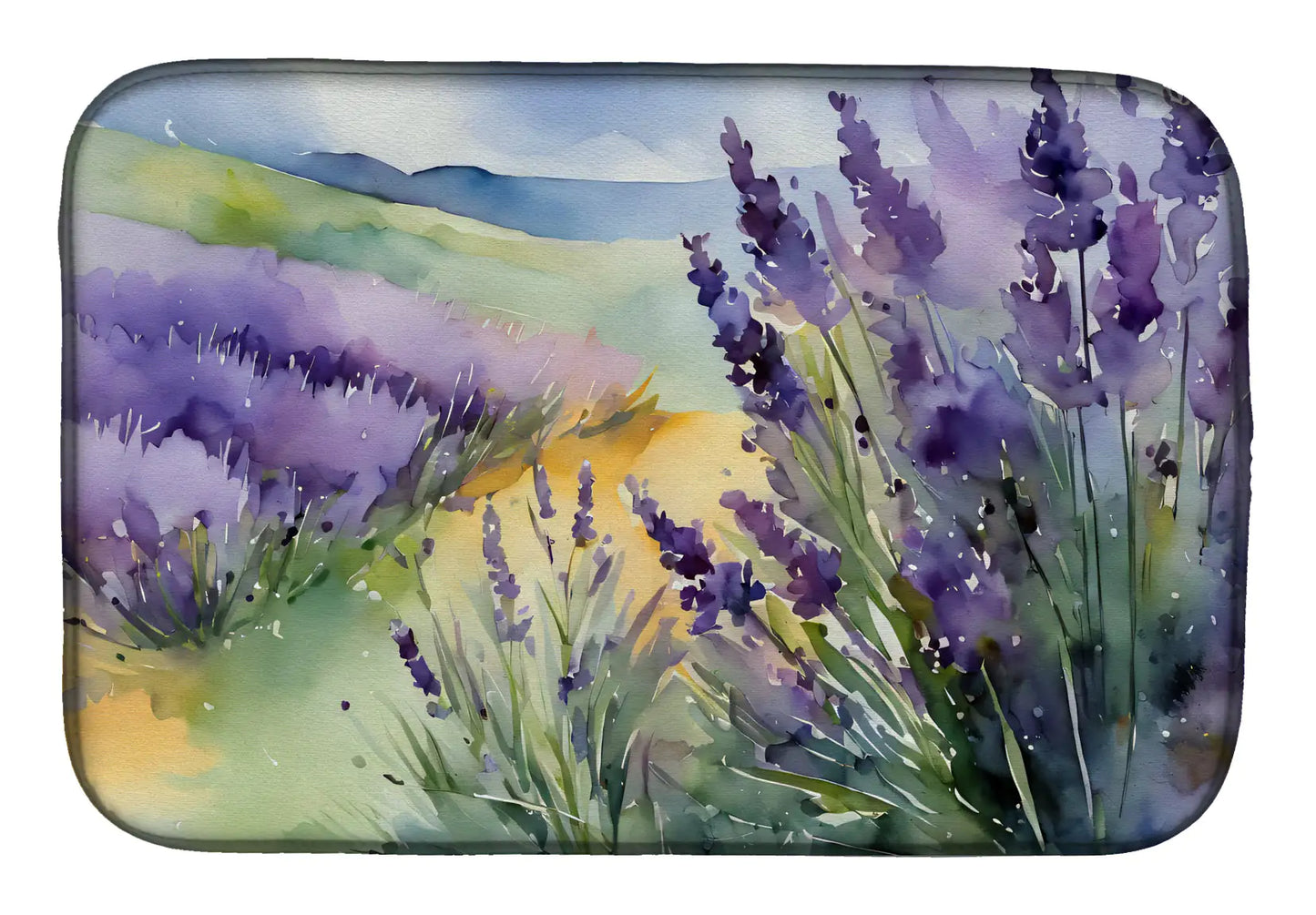 Lavender in Watercolor Dish Drying Mat