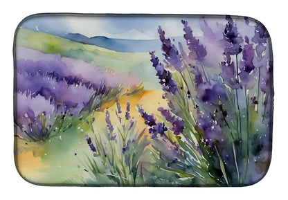 Lavender in Watercolor Dish Drying Mat