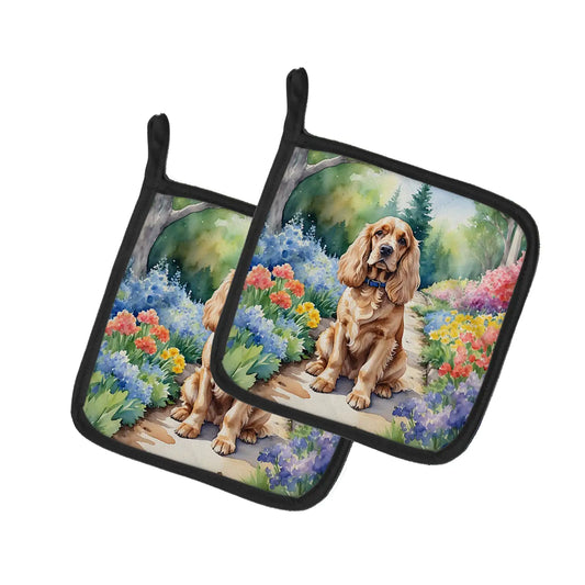 Cocker Spaniel Spring Path Pair of Pot Holders
