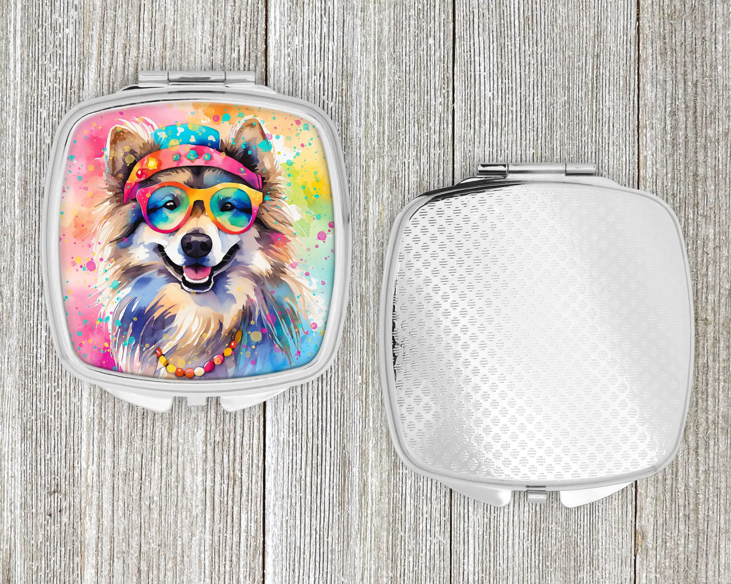 Keeshond Hippie Dawg Compact Mirror