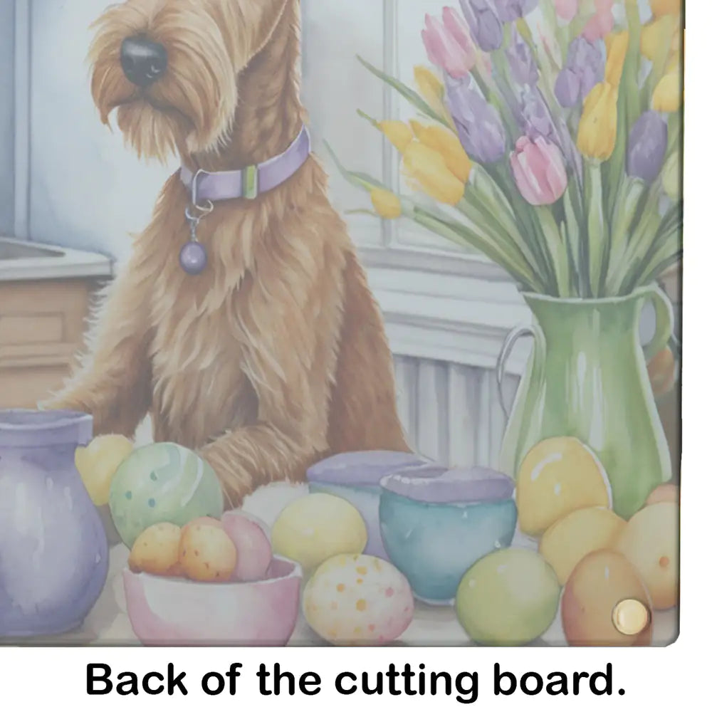 Decorating Easter Irish Terrier Glass Cutting Board