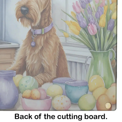 Decorating Easter Irish Terrier Glass Cutting Board