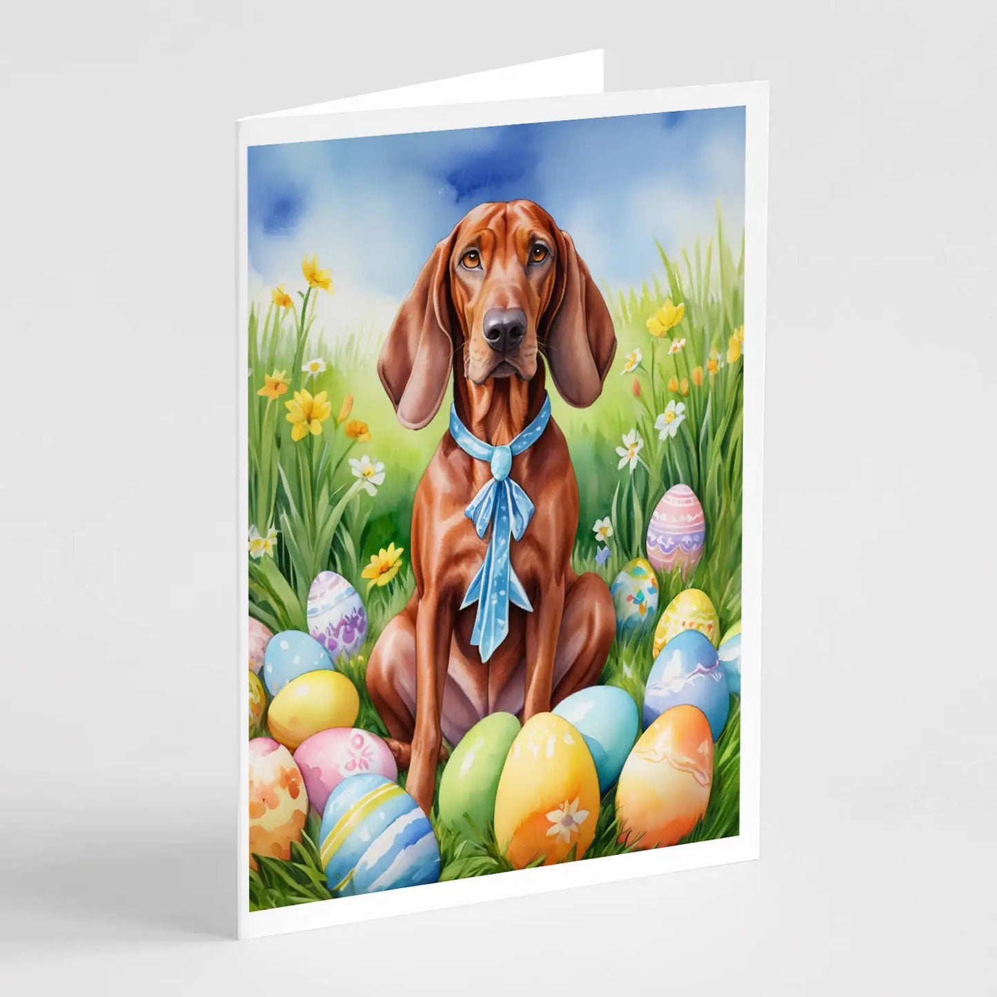 Redbone Coonhound Easter Egg Hunt Greeting Cards Pack of 8