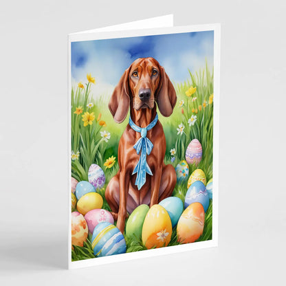 Redbone Coonhound Easter Egg Hunt Greeting Cards Pack of 8