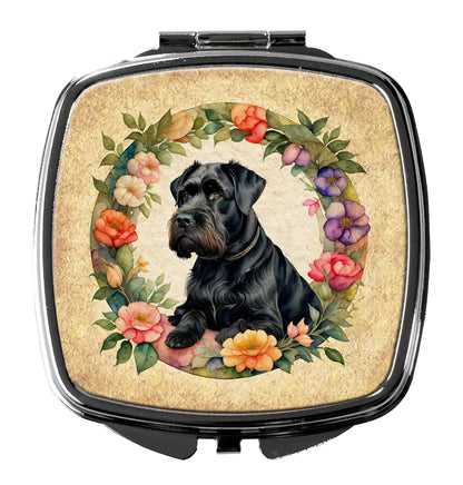 Giant Schnauzer and Flowers Compact Mirror