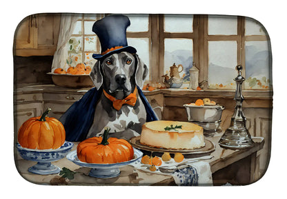 Weimaraner Fall Kitchen Pumpkins Dish Drying Mat