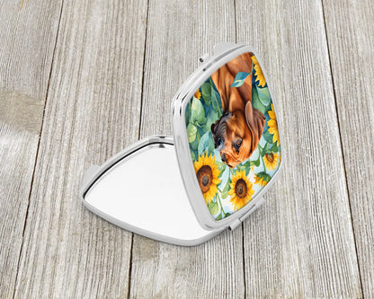 Rhodesian Ridgeback in Sunflowers Compact Mirror